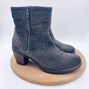 Taos Shaka Boots Womens 10 Taupe Gray Leather Ankle Zip Heels